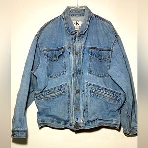 Vintage 90’s Calvin Klein Men’s Denim Jean Trucker Jacket Size L